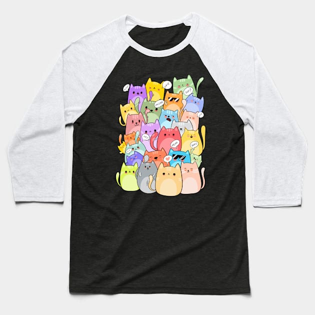 Cluster of cute cats Baseball T-Shirt by eternalshadeart